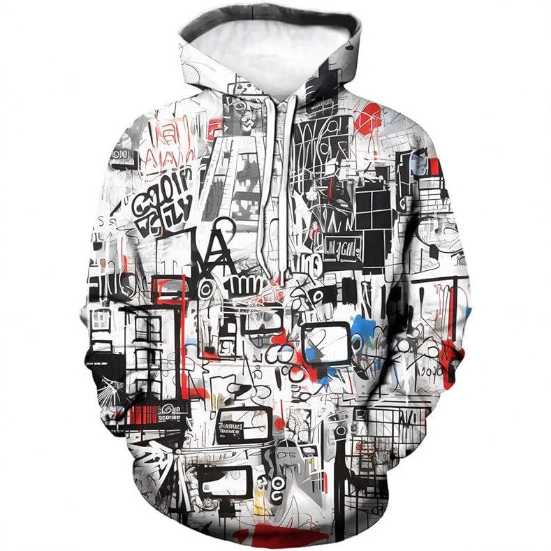 Men's Artist Street Letter Graffiti Mark Hoodie 3D Printed Graffiti Pattern Sweatshirt Men's Artist Street Letter Graffiti Mark Hoodie 3D Printed Graffiti Pattern Sweatshirt