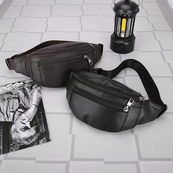 Cross-Border New Model Pu Men's Business Casual Waist Bag for Outdoor Cycling and Travel, High-Quality Large-Capacity Crossbody Bag