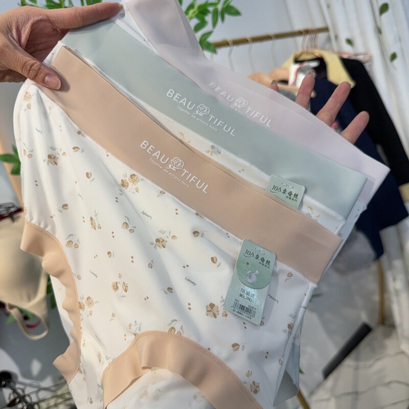 マルチシリーズオプションのミッドウエスト、ハイウエスト、ミッドハイウエストの女性用下着、マルベリーシルク抗菌ボトムブリーフ|undefined