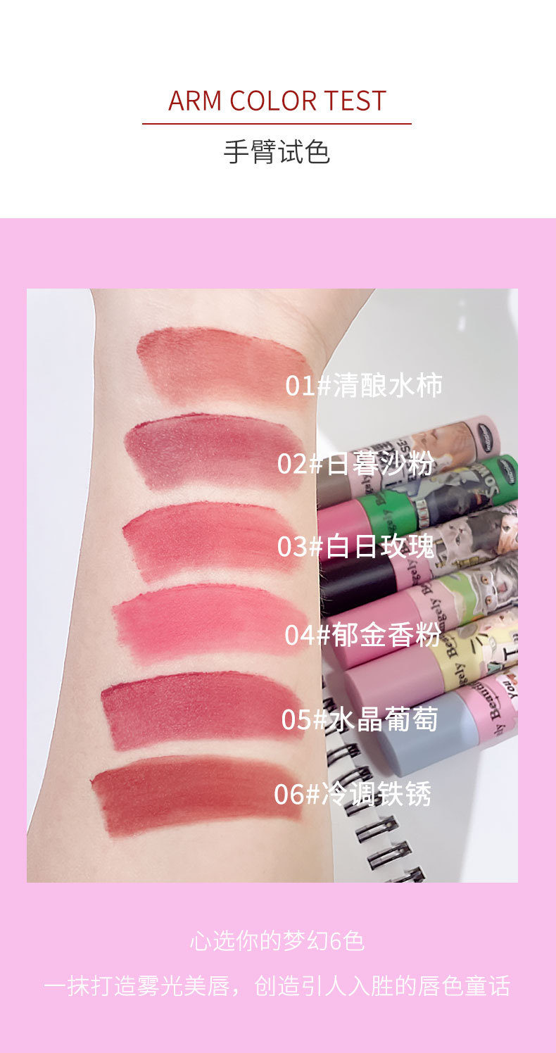 kobeleen Fun Cat Lip Gloss Six-color Set, Light and dense lipstick matte velvet Lip gloss for girls to look fair, wholesale Application Scenario