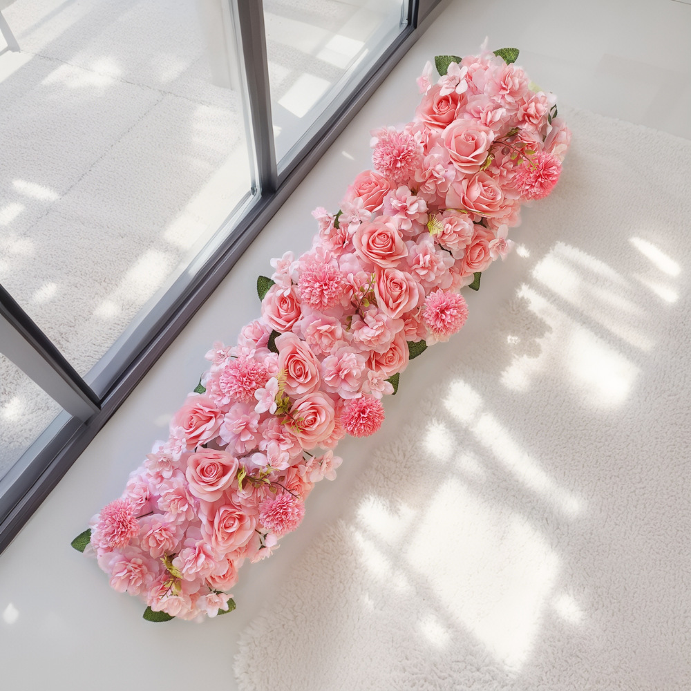 1m hilera de flores artificial hilera de suelo hilera de flores decorativa hilera de flores arco de boda flores decorativas hilera de flores largas hilera de rosas de boda