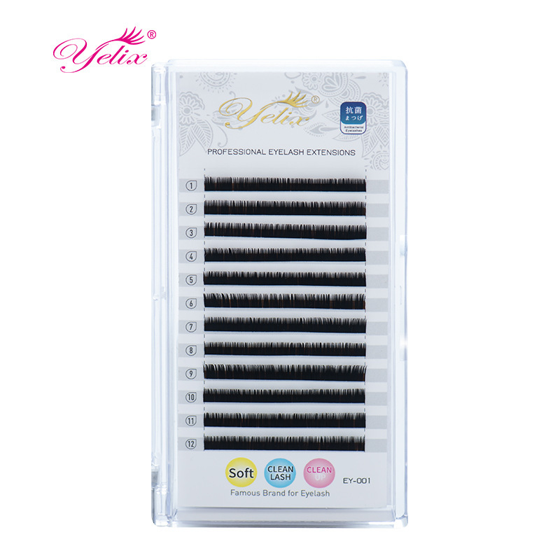 Fábrica de 12 filas de injerto de pestañas transfronterizas, pestañas falsas, pestañas naturales de una sola raíz, pestañas densas, pestañas al por mayor.