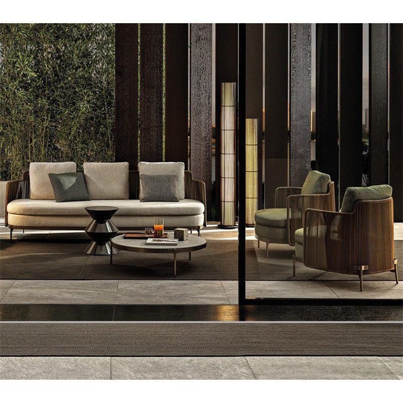 Sofá al aire libre Casual Vattan Diseñador Jardín Villa Muebles al aire libre Minimal Hotel Desk Sofá patio