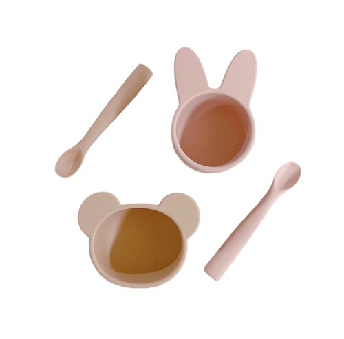 ins Korean baby baby food supplement special bowl spoon rice cereal rice noodle tableware set anti-fall silicone set