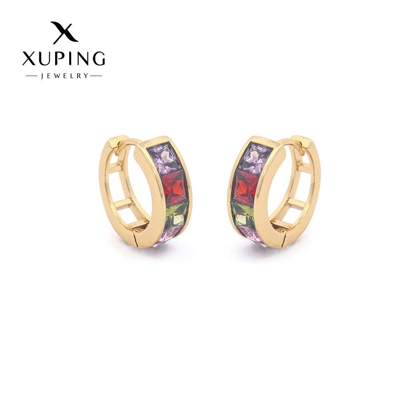 Joyas Xuping Pendientes cuadrados con incrustaciones de circonio Pendientes Pendientes de moda temperamento chapado en oro de 24K Pendientes de celebridades de Internet mujeres