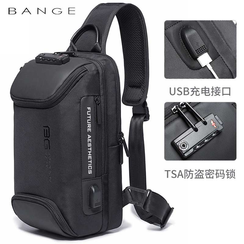 Bange new chest bag men's business anti-theft shoulder bag technology USB lightweight outdoor men's Messenger chest bag