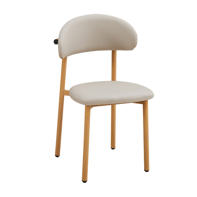 Silla de comedor de lujo ligero, cojín de cuero para el hogar, silla de ocio, silla de recepción de hotel, silla de banquete comercial, silla de comedor