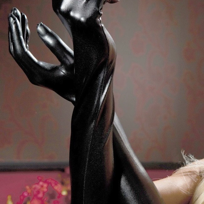 瑰云 Mirror PVC leather sexy patent leather sex glove long glue latex sex tight body nightclub dance SM