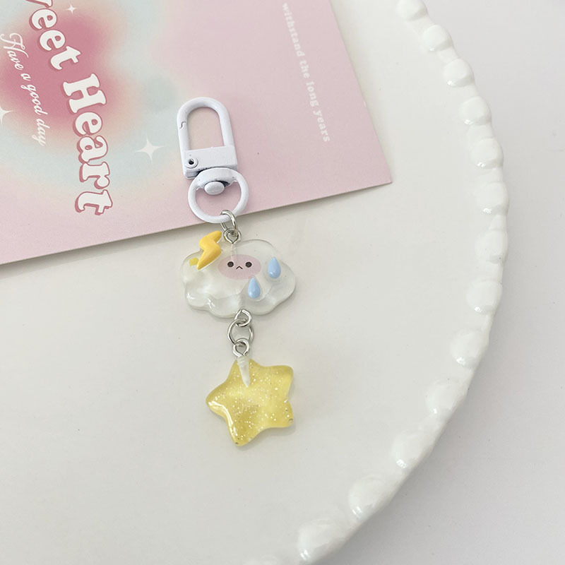 lavero transparente con forma de nube y estrella brillante, estilo ins, lindo adorno para mochilas o regalo para chicas