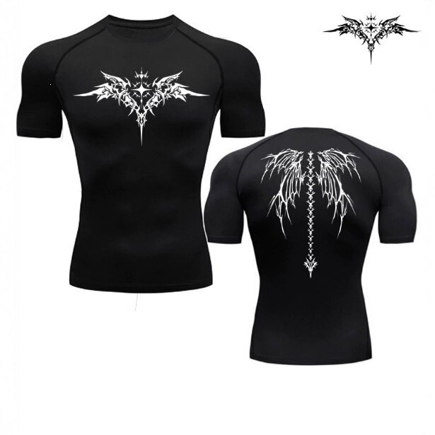 Angel Sword Compression Long Sleeve Shirt Black Fitness T-Shirt Men's Muscle Quick-Dry Fitness Sun Protection Sports Base Layer