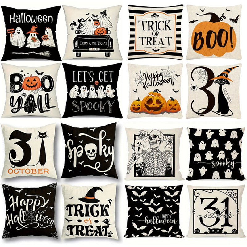Cross-border New Product Halloween Decorative Pillow Pumpkin Skull Pillow Case Living Room Decorative Sofa Pillow Bedside Pillow