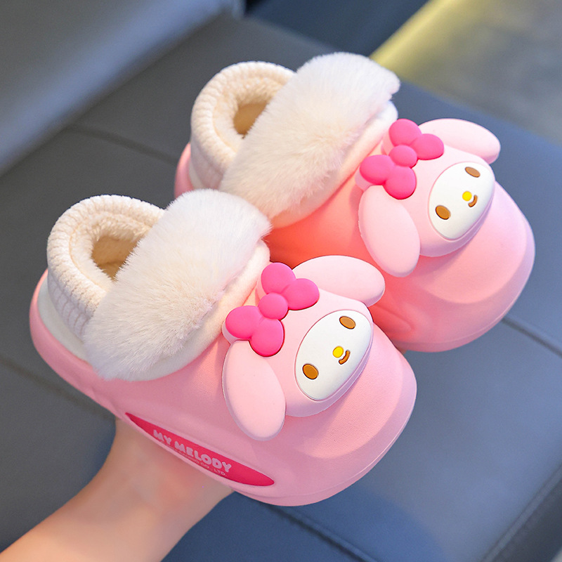 Zapatillas de algodón para niños de invierno para niños y niñas calientes de terciopelo para padres e hijos calientes EVA zapatillas de algodón de Koolomi