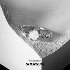 韓版ins不規則愛心歐珀戒指女小眾復古個性風潮素圈開口指環批發