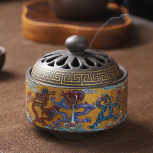 陶瓷香炉心经珐琅彩盘香炉创意香薰炉仿古家居佛具工艺檀香薰香炉