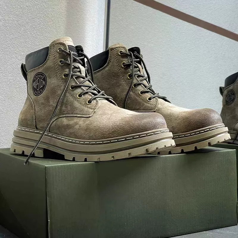 Мужские ботинки в американском стиле ретро с бархатом на Heattech, новинка 2024, осенне-зимняя мужская рабочая одежда с высоким берцем, модная обувь