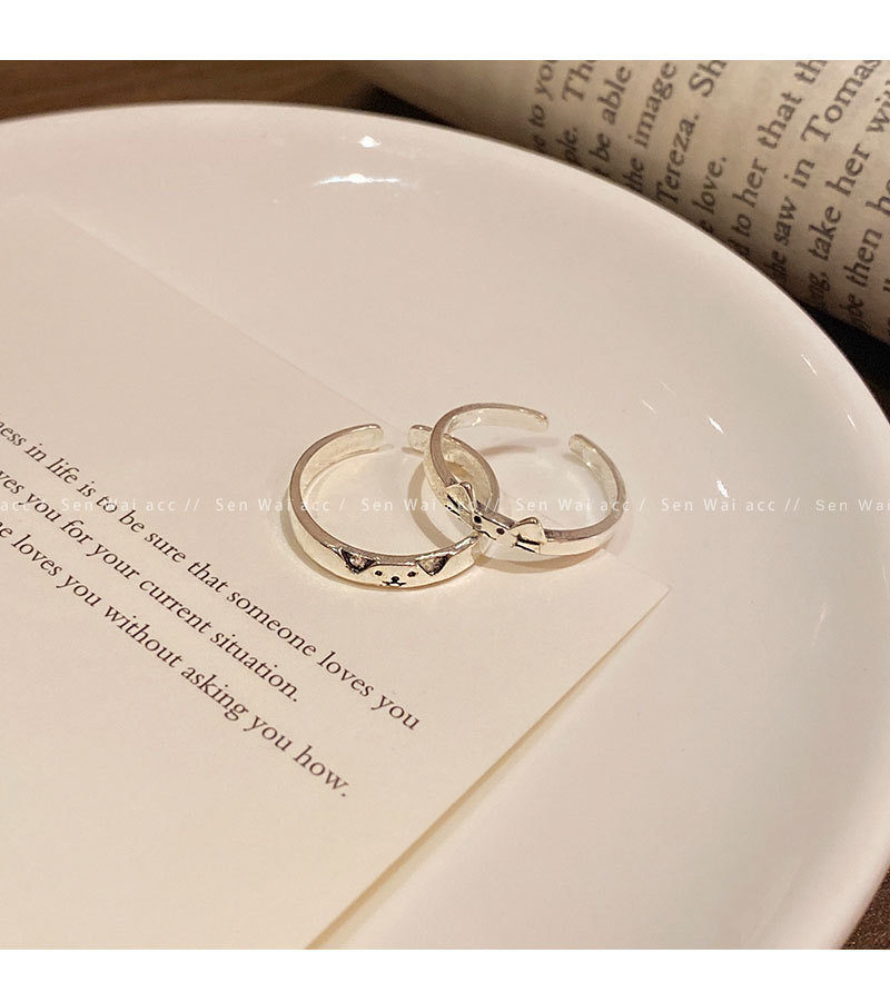 520爆款猫咪和小狗对戒情侣款食指戒设计感小众开口可调戒指批发详情16