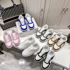 D家肯豆Jisoo智秀同款男女情侣真皮运动板鞋厚底增高休闲小白鞋女
