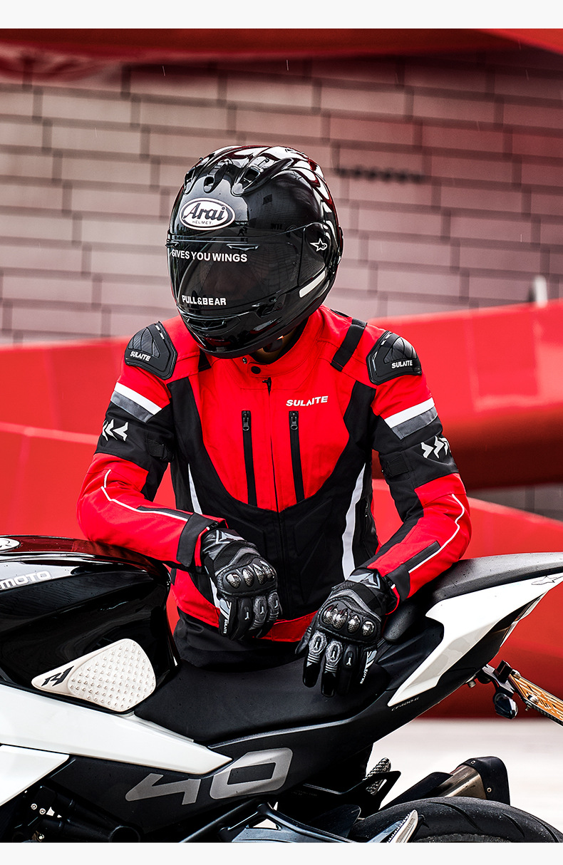 Sulaite Winter Motorcycle Riding Suit with Removable Lining, Warm and Waterproof Two-In-One Set, Anti-Fall Motorcycle Clothing