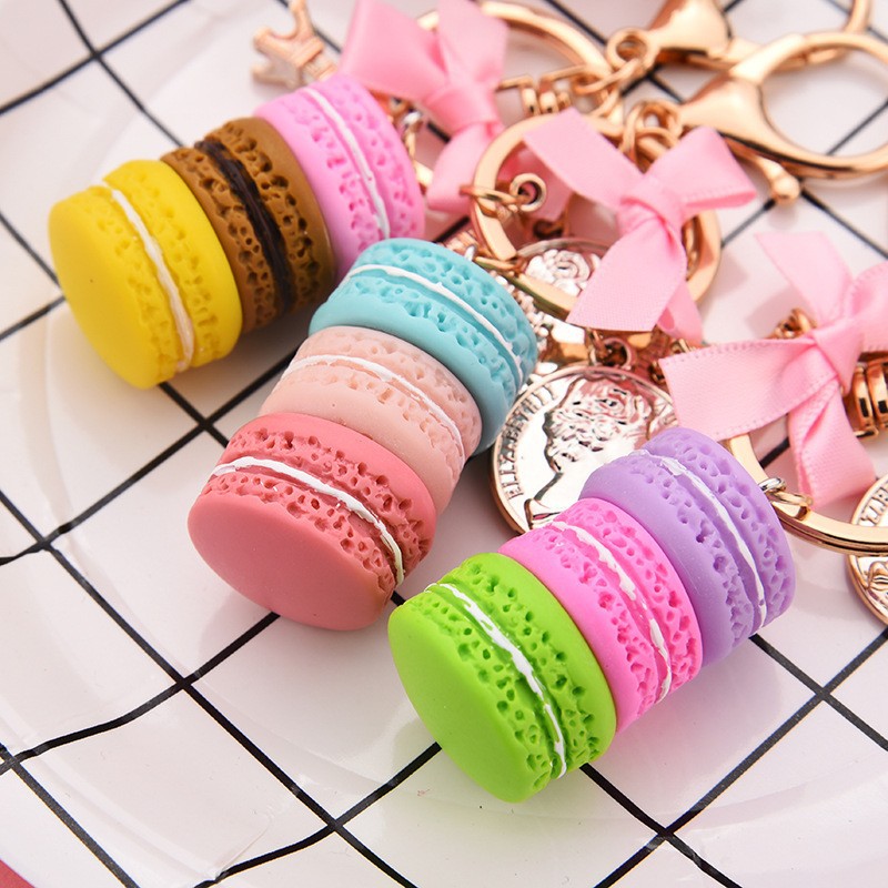 Resin Material Color Block Pattern Cute Color Block Resin Women's Bag Pendant Keychain