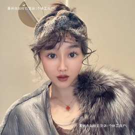 针织发带女日常外戴毛线发箍保暖宽边秋冬运动头带韩国潮交叉发饰