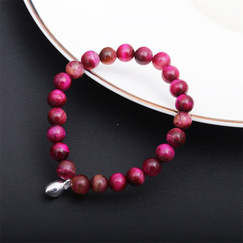 Fashion Heart-Shaped Magnet Suction Tigereye Couple Fossil Copper Bracelet Set