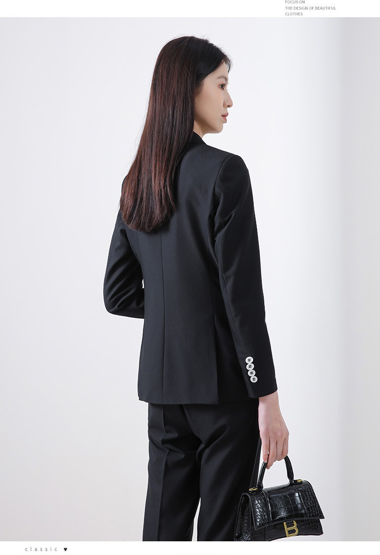 Áo vest blazer nữ hai hàng khuy dáng mỏng mùa hè, phong cách công sở cao cấp — Màu đen [quần trên] chi tiết 20