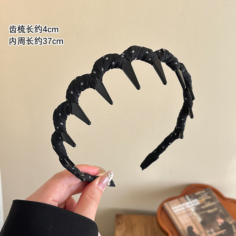 新款波点布艺缠绕发箍韩系带齿防滑压发发卡百搭外戴洗脸时尚头箍|undefined