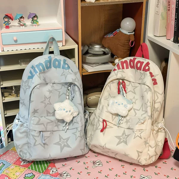 2026 New Style Student School Bag, Cute Cartoon Star Pattern Backpack, Large Capacity Commuting to Class, Casual School Bag