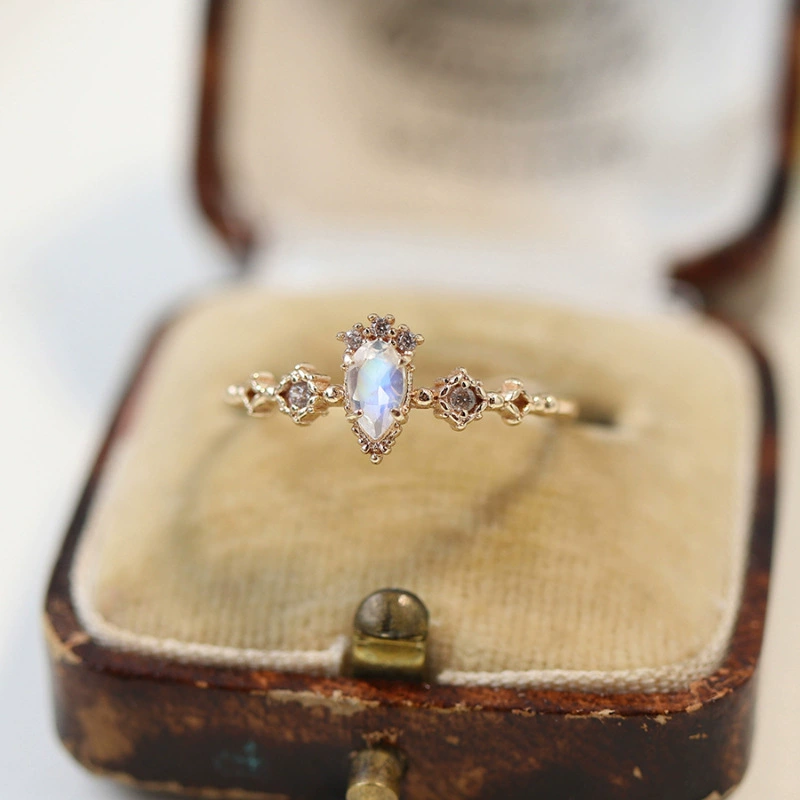 Fashionable sophisticated universal ring, moonstone, high-quality style