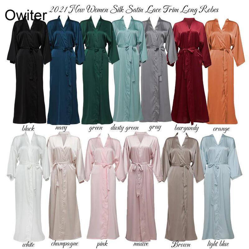 Women's Long Satin Nightgown, Home Wear, Bridal Dressing Gown, Satin Imitation Silk Stretch Robe