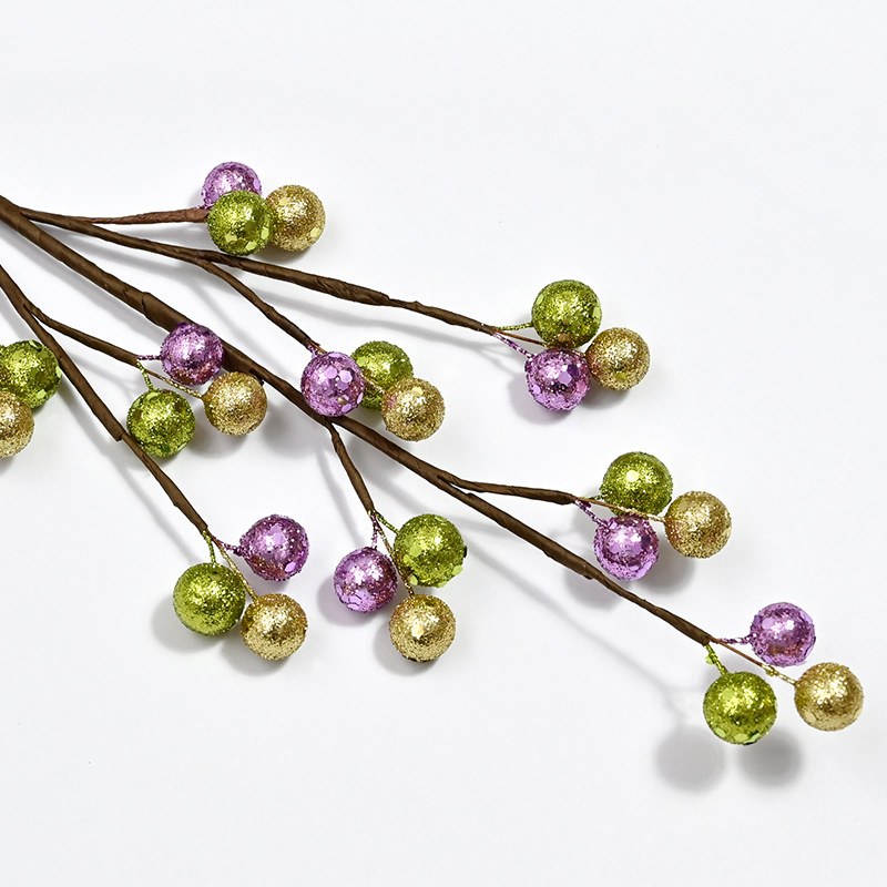 Envío Gratis, brillo transfronterizo, rama de bayas de tres colores, decoración navideña para el hogar, fotografía, suministros hechos a mano DIY, bayas brillantes