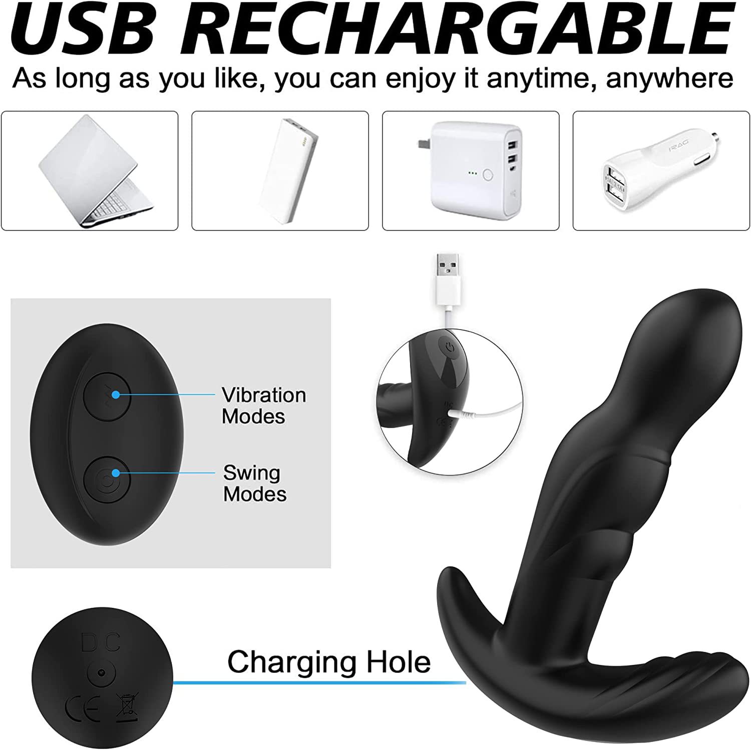 Prostate Massager Remote Controlled Vibrating Anal Plug Silicone_voghion.com