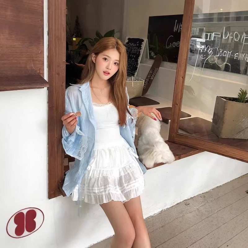 Design Lace Splicing 2025 Shirt Long-Sleeved Spring and Summer New Thin Loose Shirt Sun Protection Top Women's Jacket