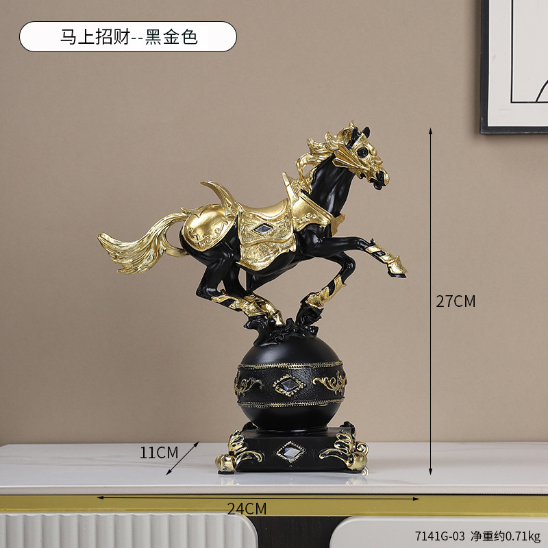 Light Luxury Horse to Success Resin Ornaments Office Desktop Lucking Decoration Home Living Room Entrance Housewarming Opening Gift