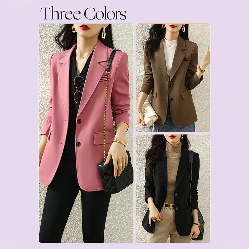 Stylish and elegant blazer, new autumn/spring/autumn style, petite, slim fit, casual women's suit jacket.