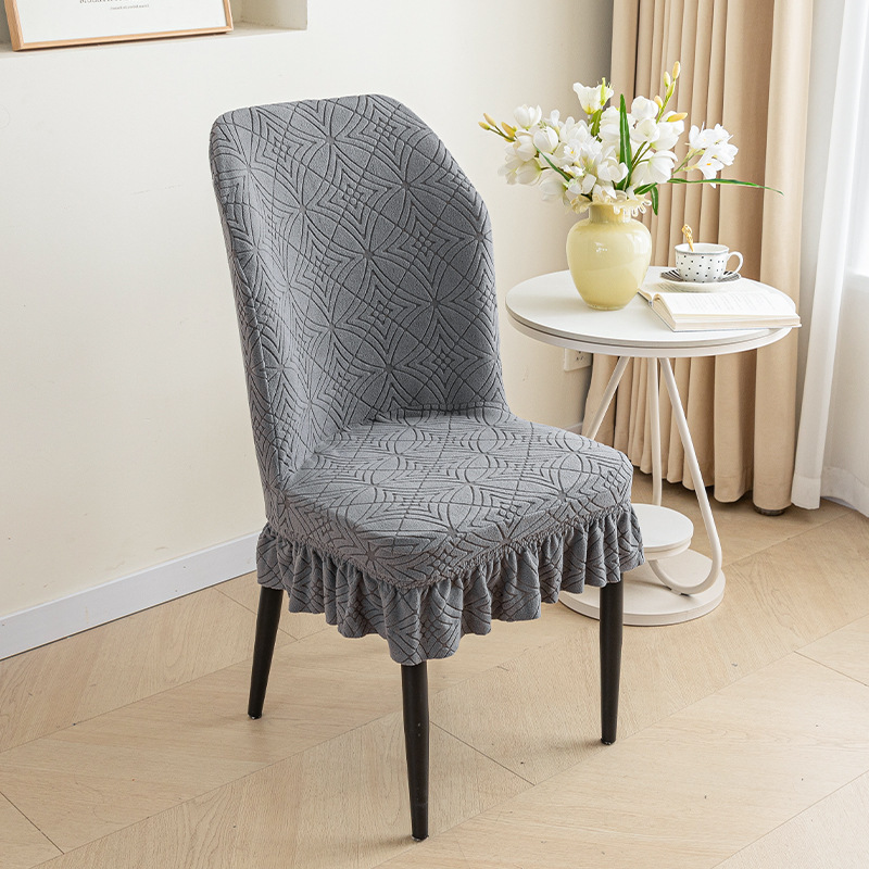 Cubierta de silla elástica curvada de forma especial cubierta de silla engrosada polar gran falda curvada respaldo integrado cuatro estaciones