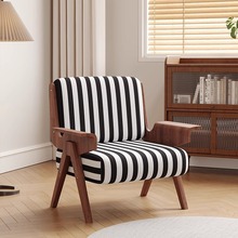 法式复古沙发椅轻家用中古单人沙发椅客厅卧室设计师实木休闲椅子
