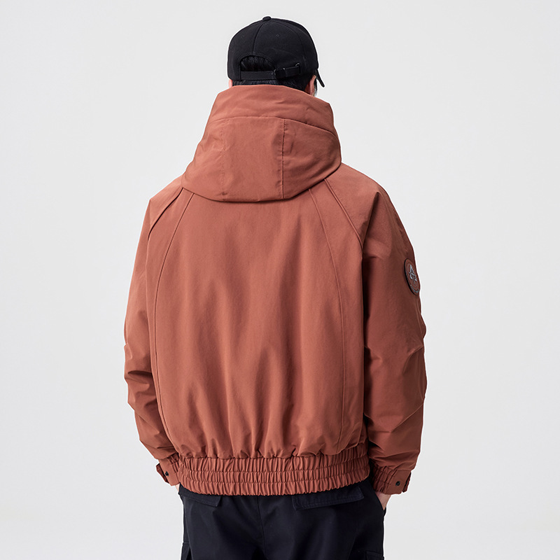 2025 invierno nuevo engrosado chaqueta encapuchada abrigo de marca de moda ladrillo rojo gran stock de algodón colgante image 4