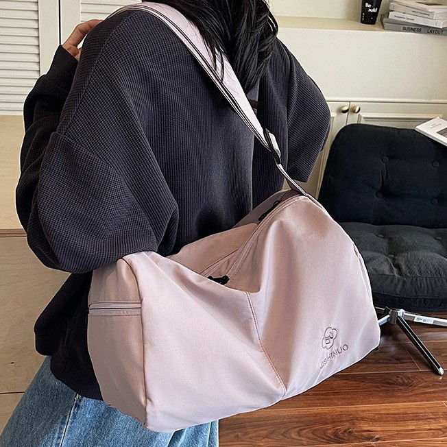 Women's Solid Color Nylon Large Capacity Travel Bag, Commuter Luggage Bag, Casual Shoulder & Crossbody Bag, Gym Bag