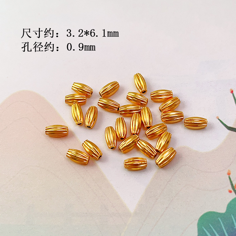 S925 Silver Gold-Plated Brushed Spacer Beads Barrel Beads Round Beads Bamboo Accessories Bracelet Necklace Charms DIY Semi-Finished Accessories New