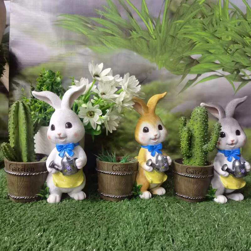 Creative Cute Cartoon Hair Rabbit Flower Pot Outdoor Garden Courtyard Landscape Home Decorative Exquisite Rabbit Flower Pot