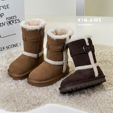 2025冬季新款儿童大棉靴韩版洋气皮带扣加绒保暖中筒男女童雪地靴