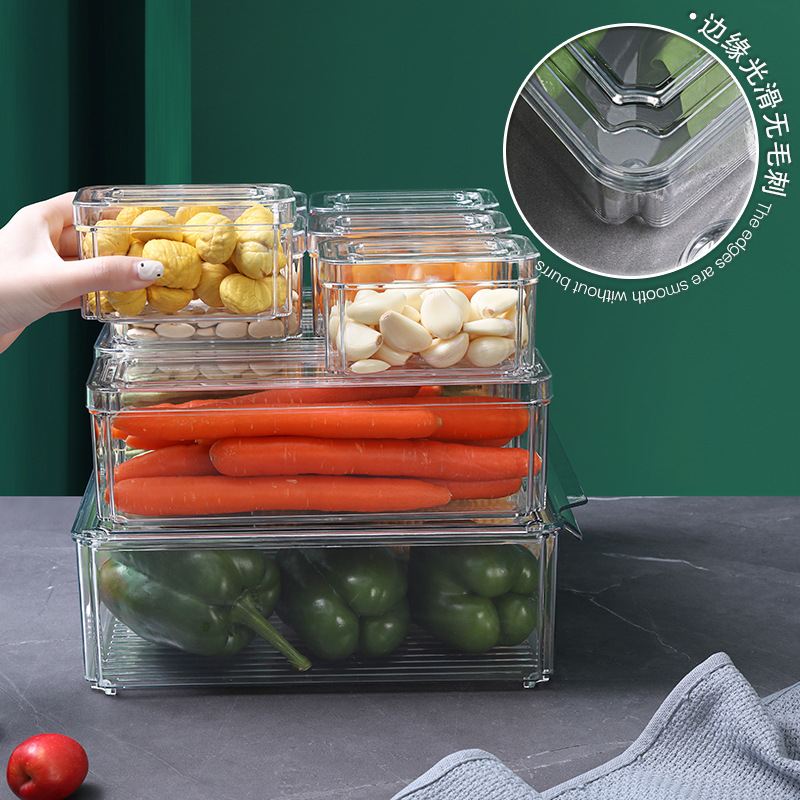 Caja de conservación fresca del refrigerador Zhanggong Caja de almacenamiento del refrigerador de grado alimenticio Caja especial del refrigerador de cocina transfronteriza transparente del almacenamiento de PET