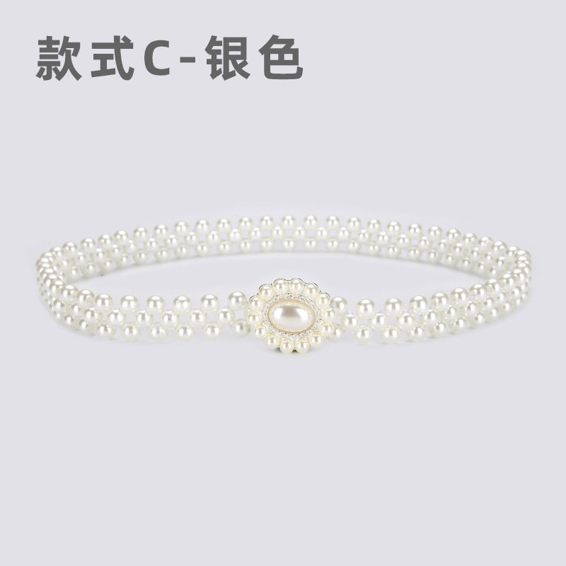 真珠レトロ白真珠ベルト女性ワンピースアクセサリー|undefined