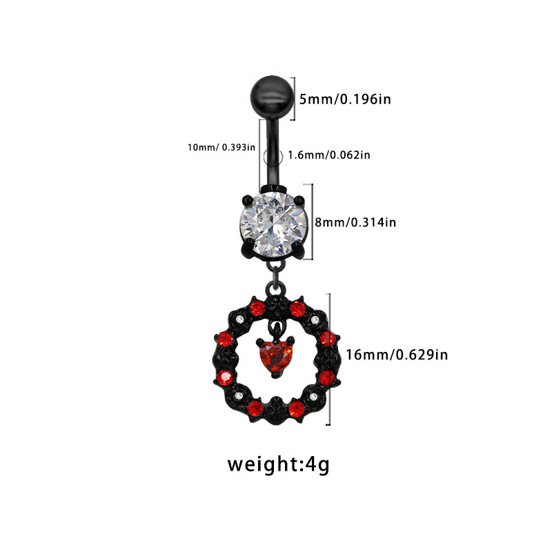 Halloween Bauchnabelpiercing Mit Herzförmigem Zirkonia Dunkel_voghion.com