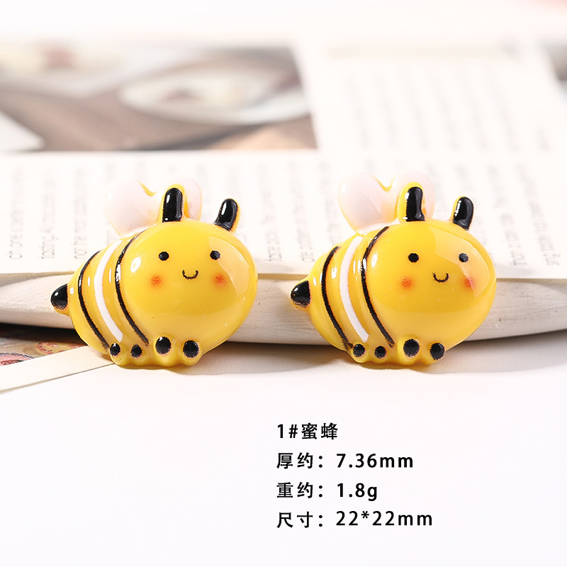 Resina accesorios de dibujos animados abeja tocado DIY accesorios de la joyería niños horquilla crema epoxi teléfono caso parche