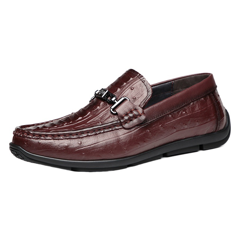 Primavera nueva capa superior mocasines de piel de vaca de los hombres en relieve de cuero casual slip-on zapatos de sección inferior suave zapatos de los hombres