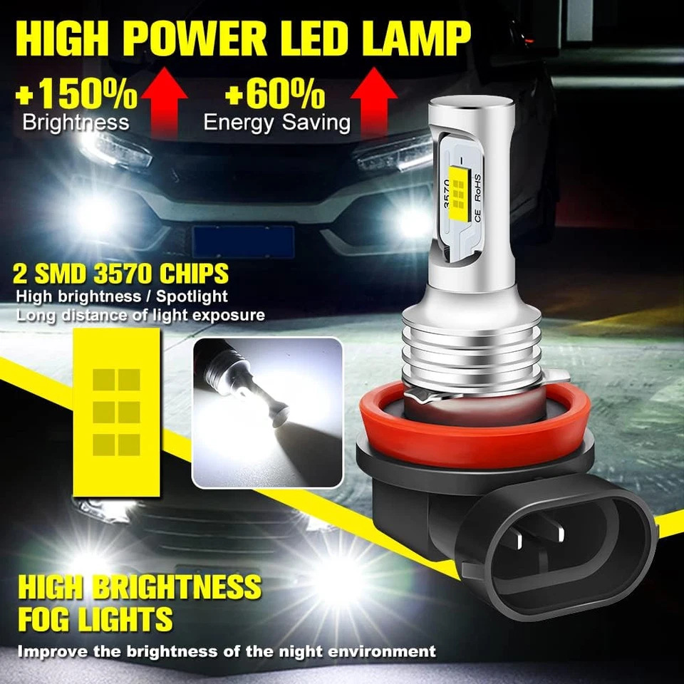 Lámpara de automóvil transfronteriza H8 H11 80W 3570 2SMD luz de niebla decodificada de alto brillo delantera LED delantera H9