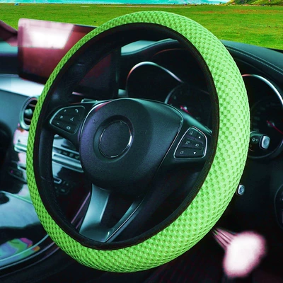 Wholesale HY embossed Plaid: Steering wheel cover - coarse-mesh-without-inner-ring-new-green-dd-38cm