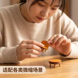 亚马逊木质小桌子摆挂件暖桌家居饰品拍图道具玩偶配饰手工木艺
